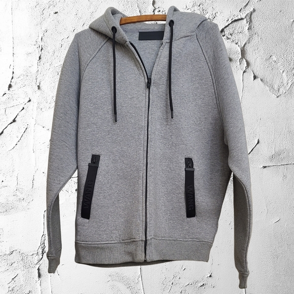 Alexander Wang x H&M Grey Scuba Biker Hoodie Zip Jacket RARE - Picture 3 of 8